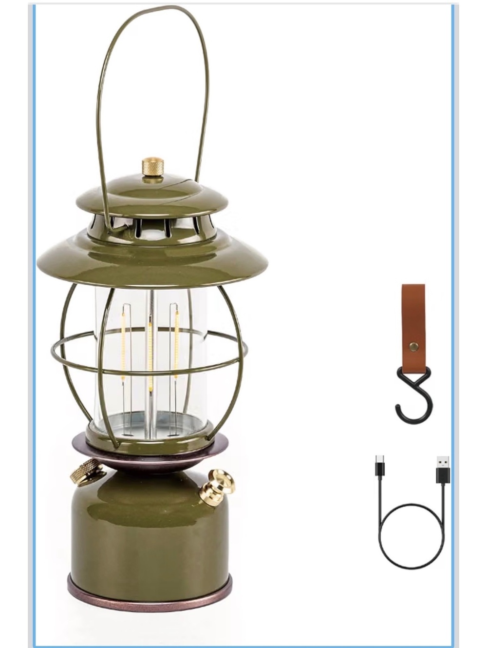 Vintage Style LED Camping Lantern Metal Retro 6800mAh Rechargeable